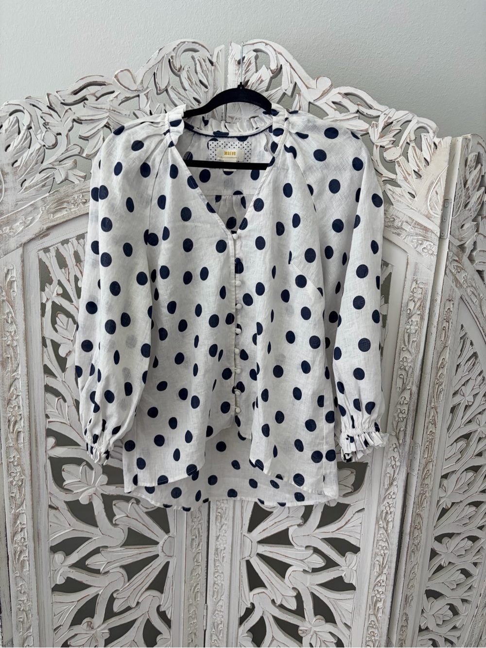 Maeve Anthropologie Polka Dot Blouse Size S